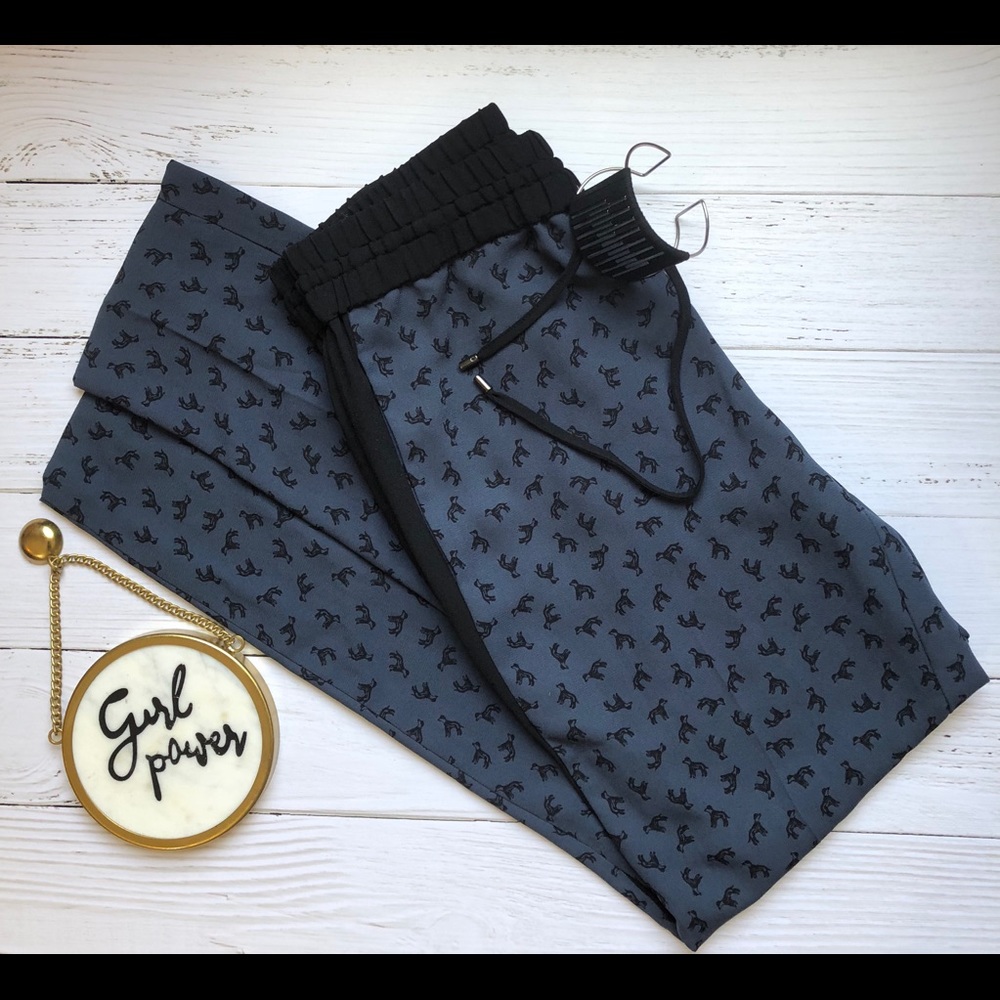Rachel Roy Blue Dog Print Joggers size Small